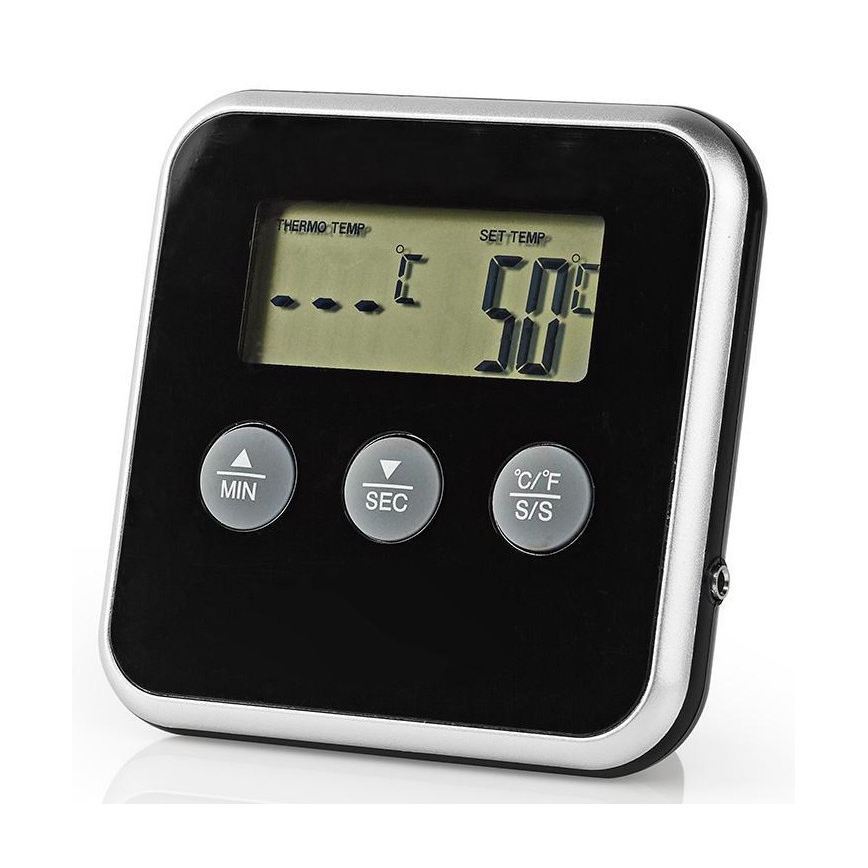 Kötttermometer med LCD-skärm och timer 0-250 °C 1xAAA