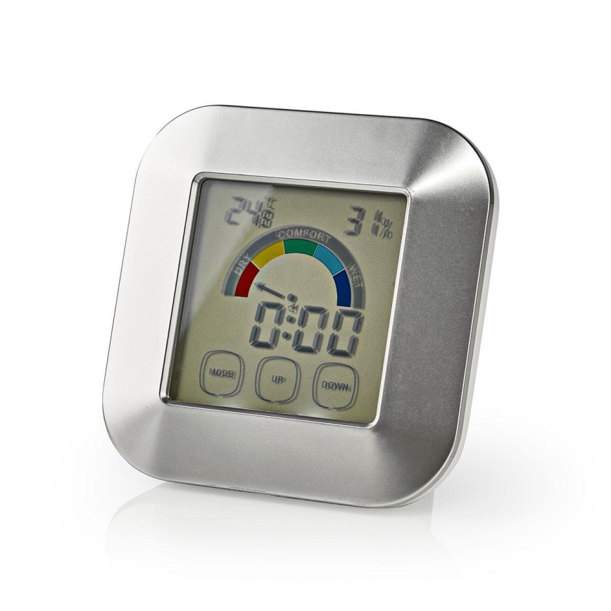 Nedis KATR105SI - Termometer med fuktmätare och timer 2xAAA