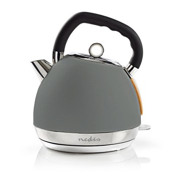 Nedis KAWK520EGY − Vattenkokare 1,8 l 1850-2200W/230V grå