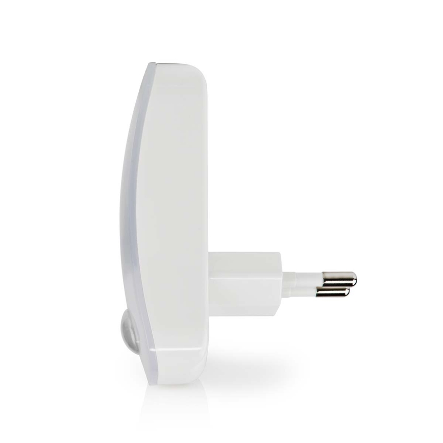 LED navigationslampa med stickkontakt med motion och skymningssensor LED/0,55W/230V vit
