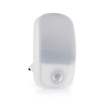 LED navigationslampa med stickkontakt med motion och skymningssensor LED/0,55W/230V vit
