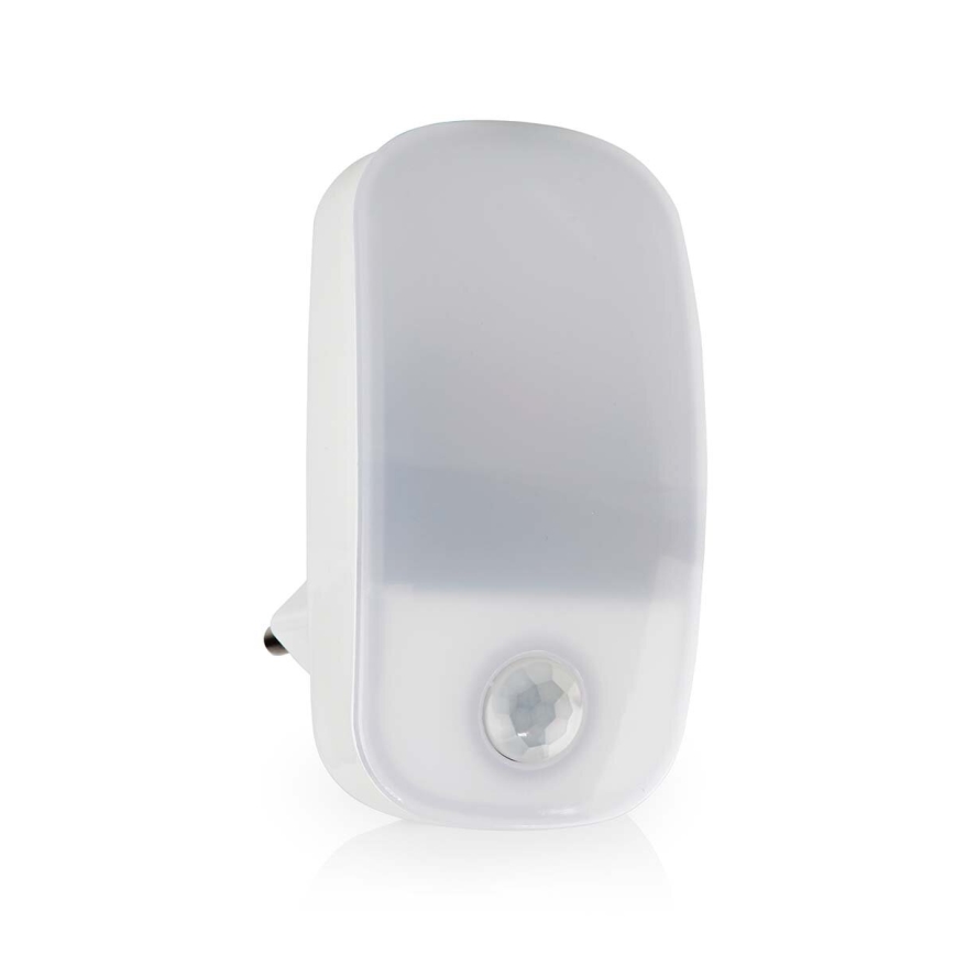 LED navigationslampa med stickkontakt med motion och skymningssensor LED/0,55W/230V vit