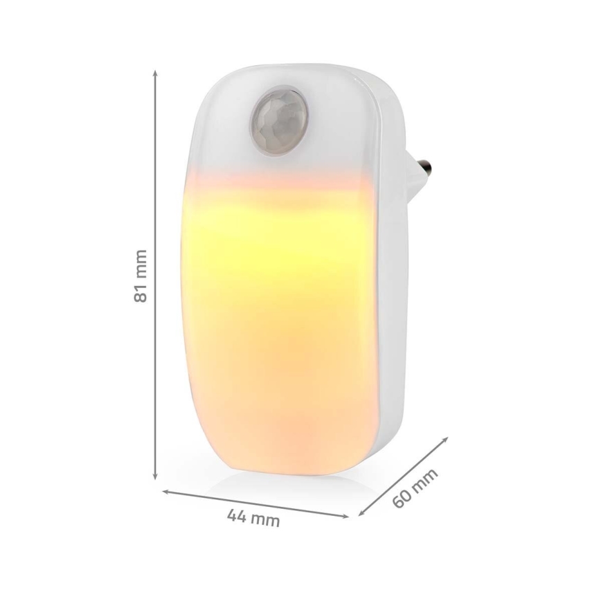 LED navigationslampa med stickkontakt med motion och skymningssensor LED/0,55W/230V vit