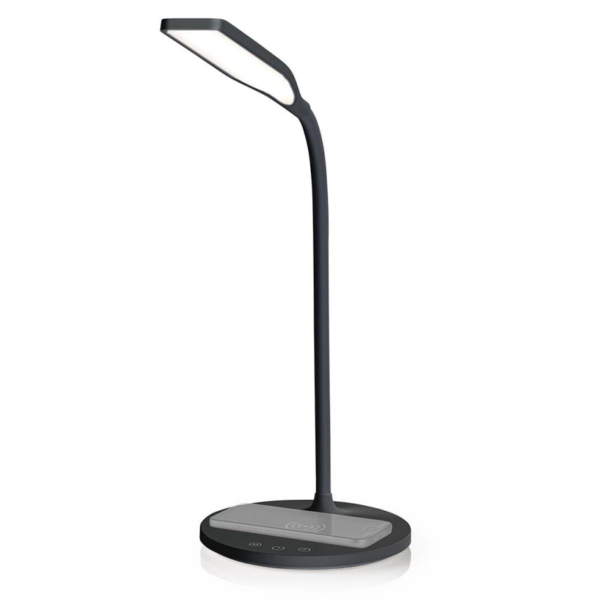 LED Ljusreglerad beröring flexibel bordslampa med 15W trådlös laddning Qi LED/5,5W/230V 2700-6500K svart