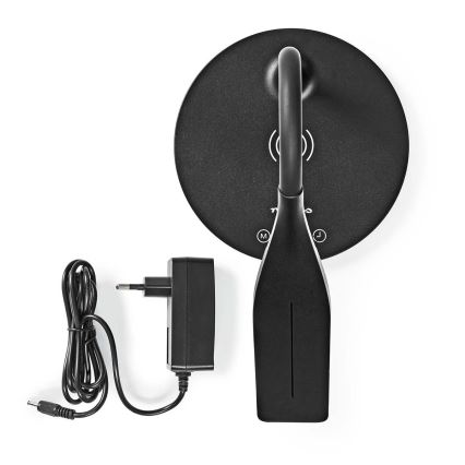 LED Ljusreglerad beröring flexibel bordslampa med 15W trådlös laddning Qi LED/5,5W/230V 2700-6500K svart