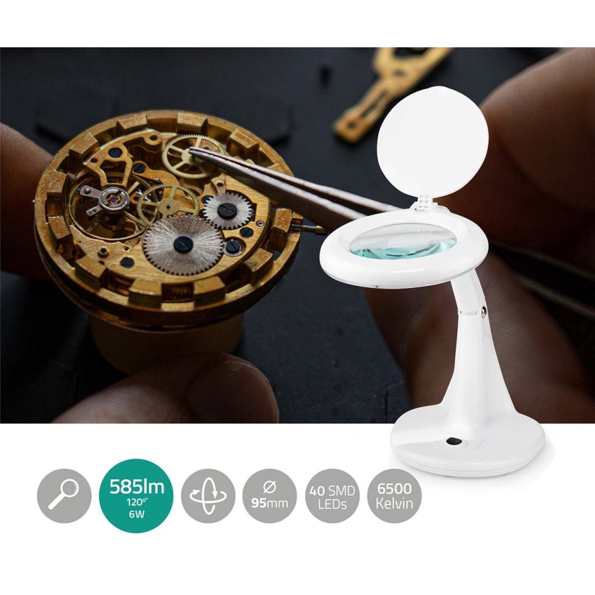 LED bordslampa med en magnifier LED/6,5W/230V 6500K