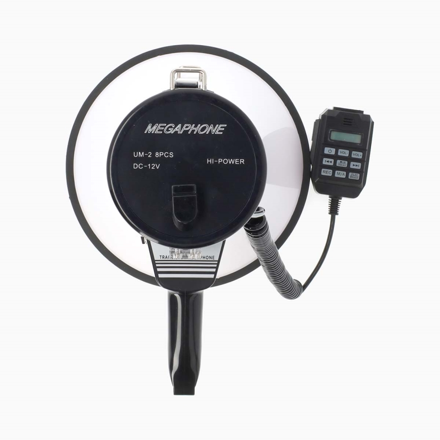 Megafon med extern mikrofon USB 25W/8xC vit/svart