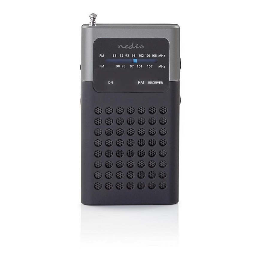 Nedis RDFM1100GY − Bärbar FM-radio 1,5W/2xAAA