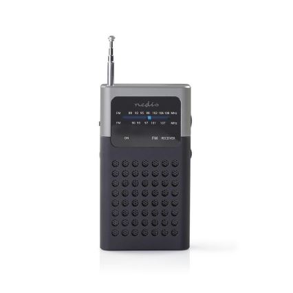 Nedis RDFM1100GY − Bärbar FM-radio 1,5W/2xAAA