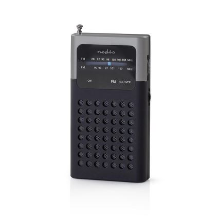 Nedis RDFM1100GY − Bärbar FM-radio 1,5W/2xAAA