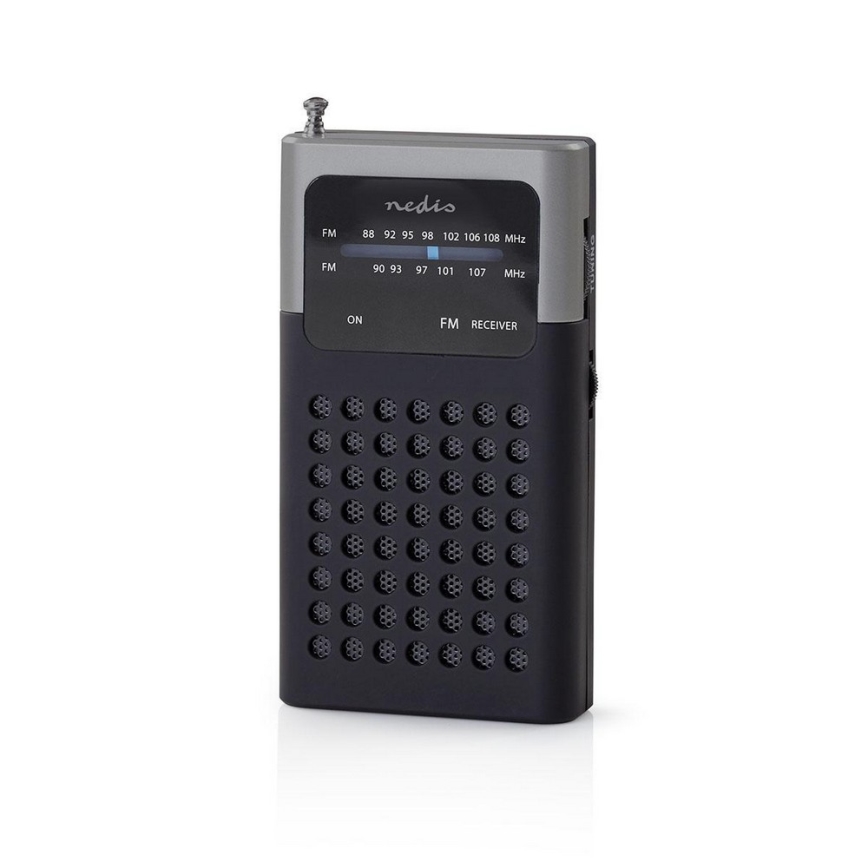 Nedis RDFM1100GY − Bärbar FM-radio 1,5W/2xAAA