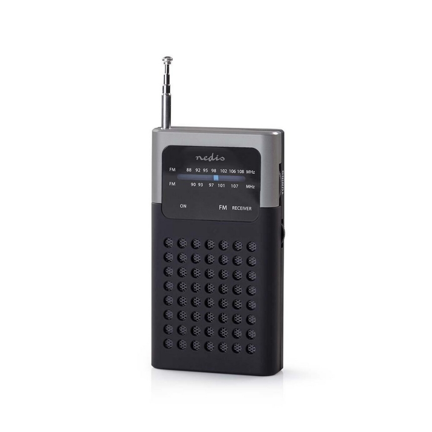 Nedis RDFM1100GY − Bärbar FM-radio 1,5W/2xAAA