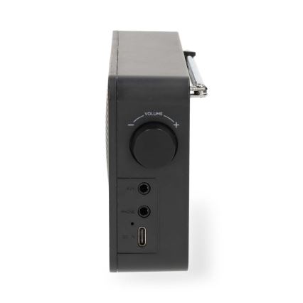FM-radio med 2 W uteffekt, 5 V driftspänning och 1900 mAh batterikapacitet