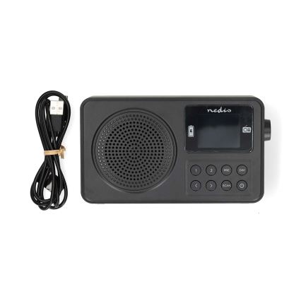 FM-radio med 2 W uteffekt, 5 V driftspänning och 1900 mAh batterikapacitet