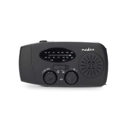 AM/FM-vevradio med solcellspanel och LED-ficklampa, 2000 mAh