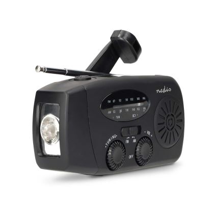 AM/FM-vevradio med solcellspanel och LED-ficklampa, 2000 mAh