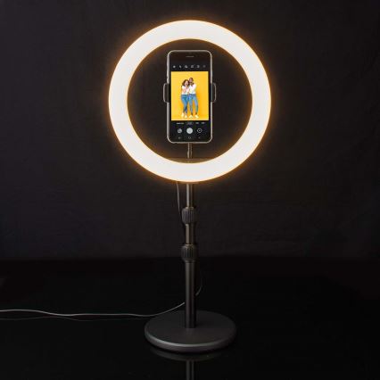 LED Ljusreglerad lampa med en stand and holder för vlogging LED/6W/USB 2700-6700K