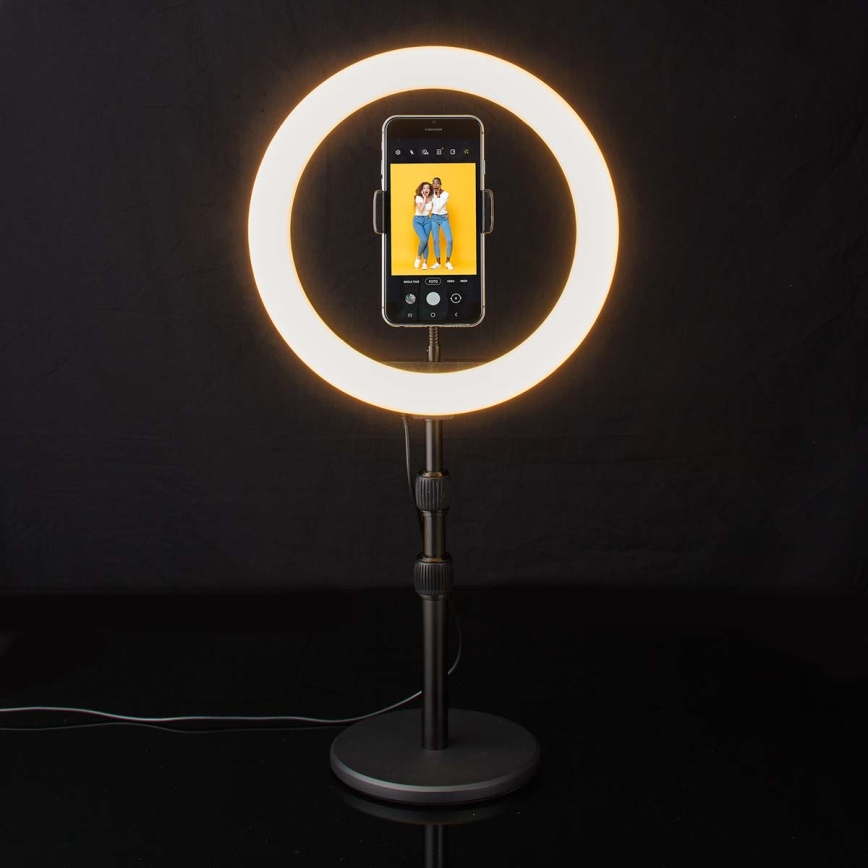 LED Ljusreglerad lampa med en stand and holder för vlogging LED/6W/USB 2700-6700K