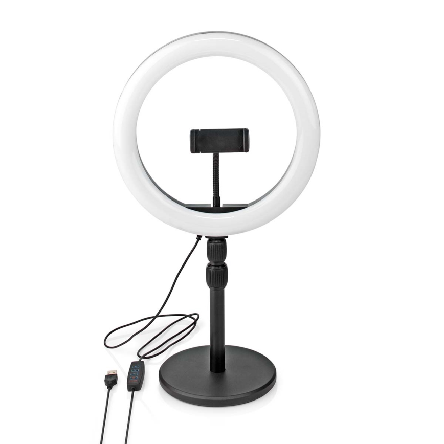 LED Ljusreglerad lampa med en stand and holder för vlogging LED/6W/USB 2700-6700K
