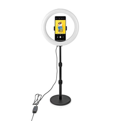 LED Ljusreglerad lampa med en stand and holder för vlogging LED/6W/USB 2700-6700K
