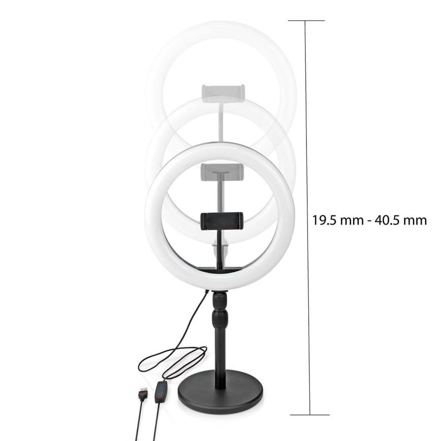 LED Ljusreglerad lampa med en stand and holder för vlogging LED/6W/USB 2700-6700K