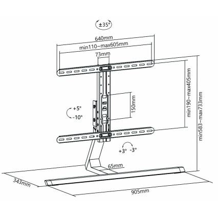 Stativ  diameter  TV Full Motion 37-75”