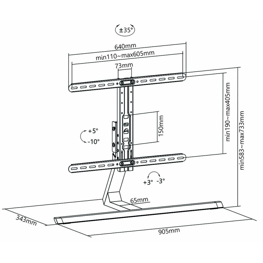 Stativ  diameter  TV Full Motion 37-75”