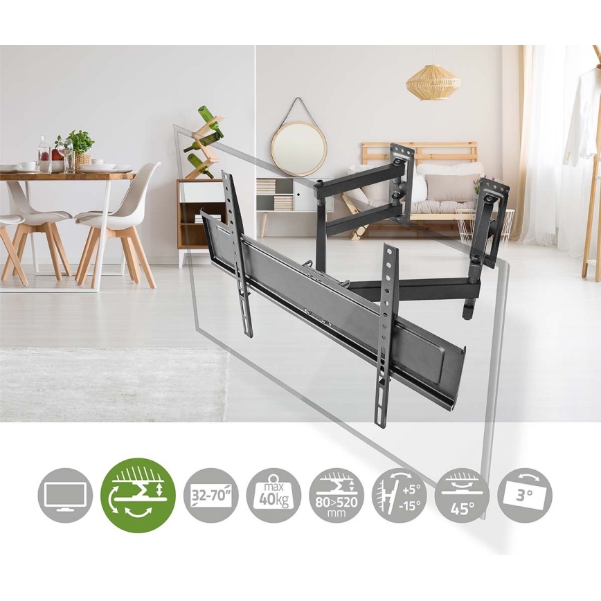 Nedis TVWM5350BK – Väggfäste för TV Full rörelse 30-70”
