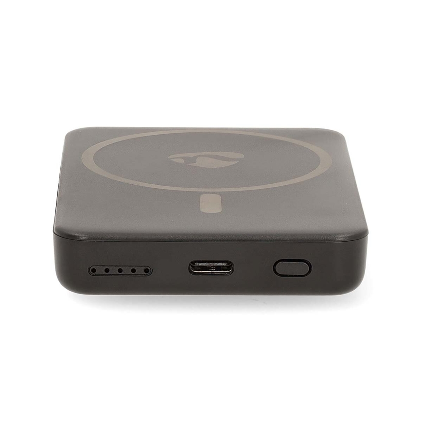 Power bank 2i1 magnetisk med trådlös laddning MagSafe 5000 mAh svart