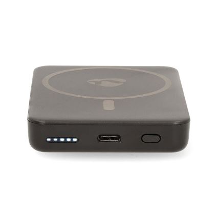 Power bank 2i1 magnetisk med trådlös laddning MagSafe 5000 mAh svart
