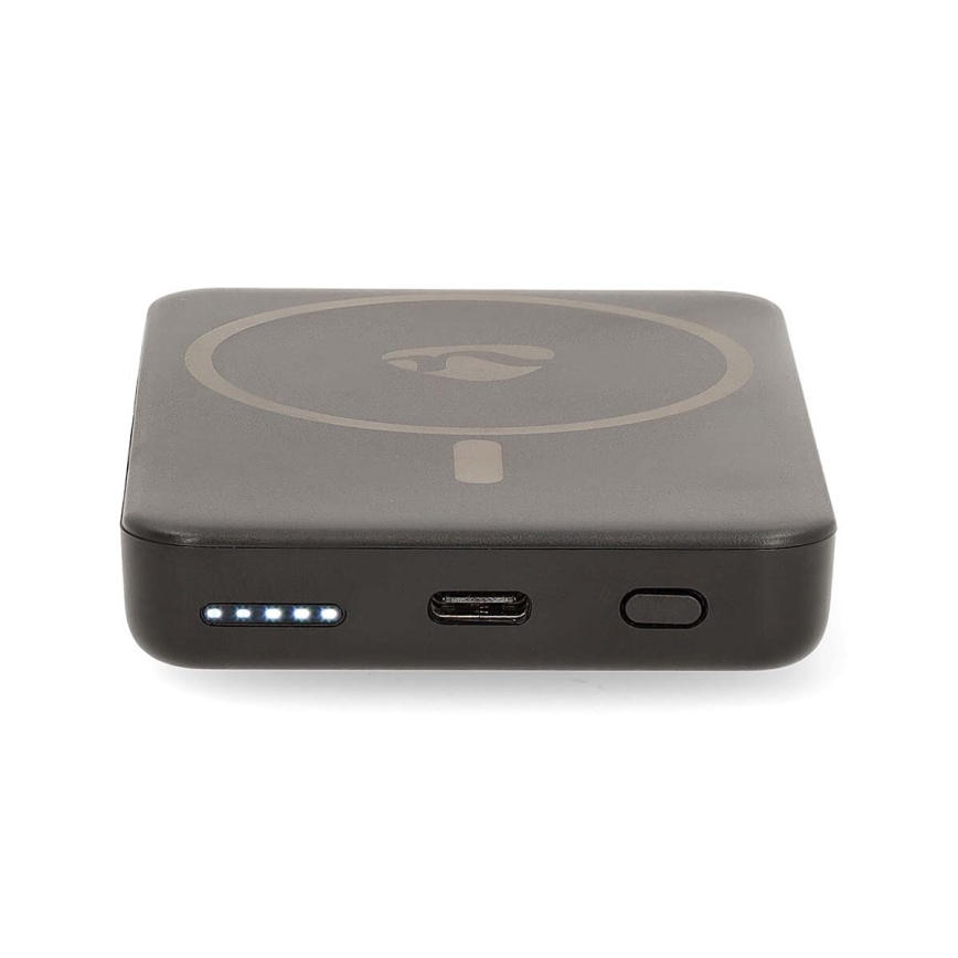 Power bank 2i1 magnetisk med trådlös laddning MagSafe 5000 mAh svart
