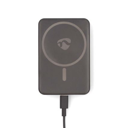 Power bank 2i1 magnetisk med trådlös laddning MagSafe 5000 mAh svart