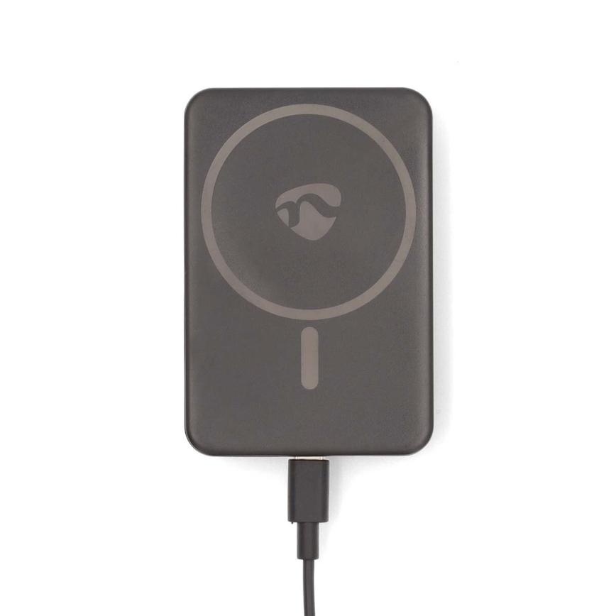 Power bank 2i1 magnetisk med trådlös laddning MagSafe 5000 mAh svart