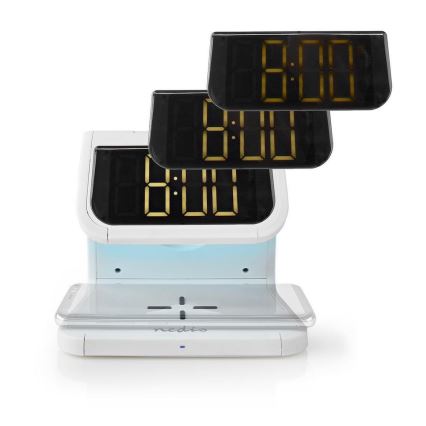 Nedis WCACQ10W1WT - LED RGB väckarklocka med Trådlös laddare LED/10W/230V vit