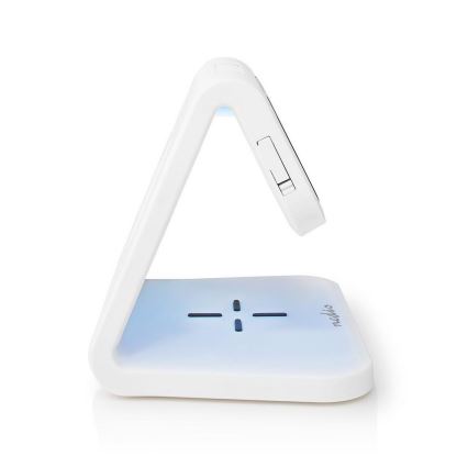 Nedis WCACQ10W1WT - LED RGB väckarklocka med Trådlös laddare LED/10W/230V vit