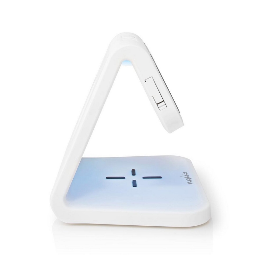 Nedis WCACQ10W1WT - LED RGB väckarklocka med Trådlös laddare LED/10W/230V vit