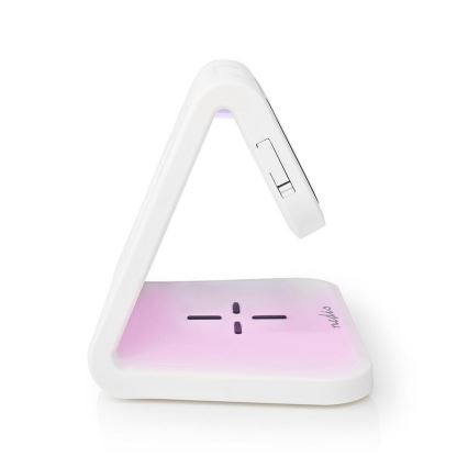 Nedis WCACQ10W1WT - LED RGB väckarklocka med Trådlös laddare LED/10W/230V vit