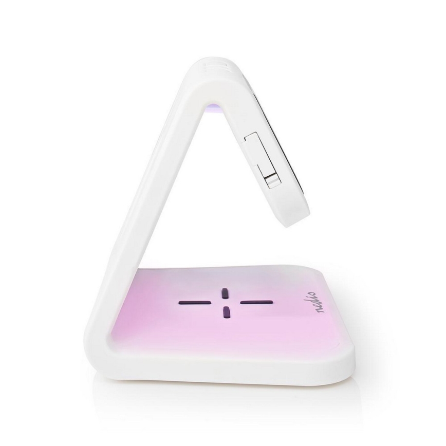 Nedis WCACQ10W1WT - LED RGB väckarklocka med Trådlös laddare LED/10W/230V vit