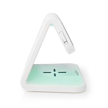 Nedis WCACQ10W1WT - LED RGB väckarklocka med Trådlös laddare LED/10W/230V vit