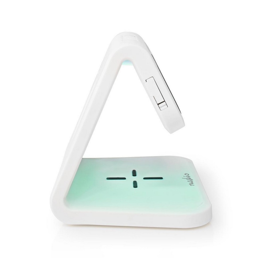 Nedis WCACQ10W1WT - LED RGB väckarklocka med Trådlös laddare LED/10W/230V vit