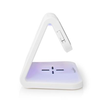 Nedis WCACQ10W1WT - LED RGB väckarklocka med Trådlös laddare LED/10W/230V vit