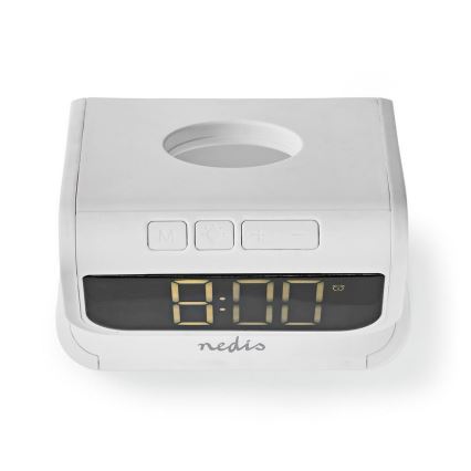 Nedis WCACQ10W1WT - LED RGB väckarklocka med Trådlös laddare LED/10W/230V vit