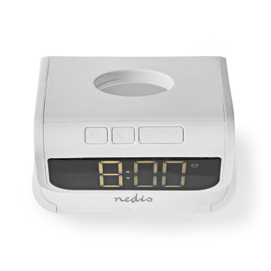 Nedis WCACQ10W1WT - LED RGB väckarklocka med Trådlös laddare LED/10W/230V vit