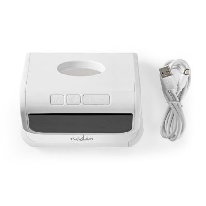 Nedis WCACQ10W1WT - LED RGB väckarklocka med Trådlös laddare LED/10W/230V vit