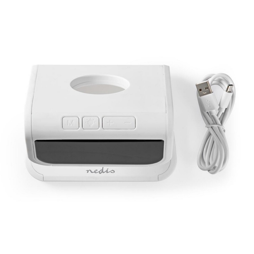 Nedis WCACQ10W1WT - LED RGB väckarklocka med Trådlös laddare LED/10W/230V vit