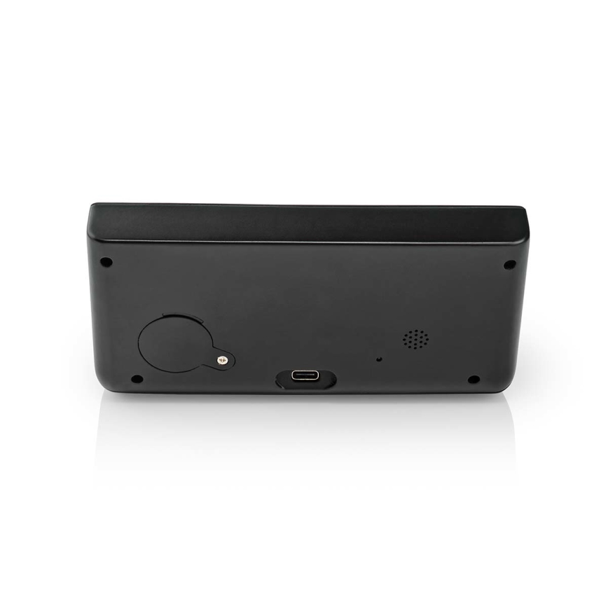 Väckarklocka med LCD-display och trådlös laddare 15W/5V + 1xCR2032 svart