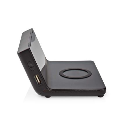 Väckarklocka med LCD-display och trådlös laddare 15W/5V + 1xCR2032 svart
