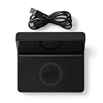 Väckarklocka med LCD-display och trådlös laddare 15W/5V + 1xCR2032 svart