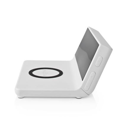 Alarm clock med LCD display and wireless charger 15W/230V vit