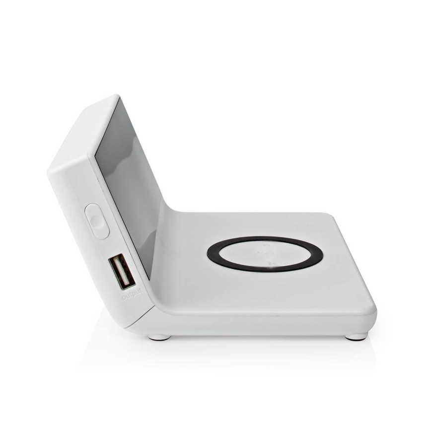 Alarm clock med LCD display and wireless charger 15W/230V vit
